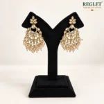 Kundan Chandbali Earrings for Women – Gold Tone Traditional Dangle Jewellery | REGLET J16 - Image 3