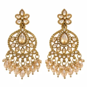 Kundan Chandbali Earrings for Women – Gold Tone Traditional Dangle Jewellery | REGLET J18