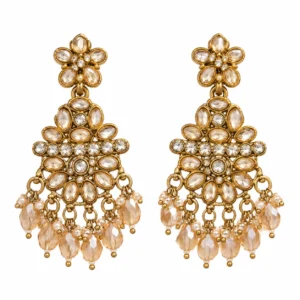 Kundan Chandbali Earrings for Women – Gold Tone Traditional Dangle Jewellery | REGLET J18