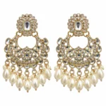 Kundan Pearl Chandbali Earrings for Women – Gold Tone Traditional Jewellery | REGLET J19