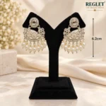 Kundan Pearl Chandbali Earrings for Women – Gold Tone Traditional Jewellery | REGLET J19 - Image 4