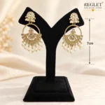 Kundan Pearl Chandbali Earrings for Women – Gold Tone Traditional Jewellery | REGLET J20 - Image 4