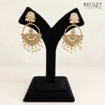 Kundan Pearl Chandbali Earrings for Women – Gold Tone Traditional Jewellery | REGLET J20 - Image 6