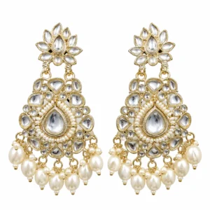 Kundan Pearl Chandbali Earrings for Women – Gold Tone Traditional Jewellery