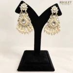 Kundan Pearl Chandbali Earrings for Women – Gold Tone Traditional Jewellery | REGLET J21 - Image 6
