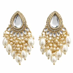 Kundan Pearl Chandbali Earrings for Women – Gold Tone Traditional Jewellery