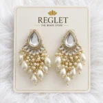 Kundan Pearl Chandbali Earrings for Women – Gold Tone Traditional Jewellery | REGLET J23 - Image 2
