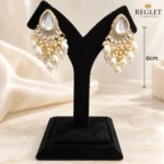 Kundan Pearl Chandbali Earrings for Women – Gold Tone Traditional Jewellery | REGLET J23 - Image 4