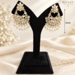Kundan Pearl Chandbali Earrings for Women – Gold Tone Traditional Jewellery | REGLET J24 - Image 4