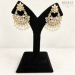 Kundan Pearl Chandbali Earrings for Women – Gold Tone Traditional Jewellery | REGLET J24 - Image 6