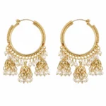 Kundan Chandbali Jhumka Earrings for Women – Gold Tone Pearl Traditional Jewellery