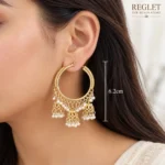 Kundan Chandbali Jhumka Earrings for Women – Gold Tone Pearl Traditional Jewellery | REGLET J25 - Image 5