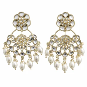 Kundan Pearl Chandbali Earrings for Women – Gold Tone Traditional Jewellery
