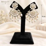 Kundan Pearl Chandbali Earrings for Women – Gold Tone Traditional Jewellery | REGLET J26 - Image 3