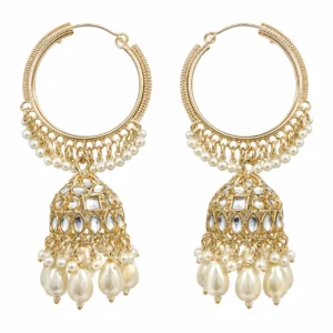 Kundan Pearl Chandbali Earrings for Women – Gold Tone Traditional Jewellery