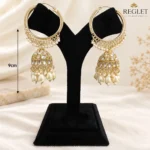 Kundan Pearl Chandbali Earrings for Women – Gold Tone Traditional Jewellery | REGLET J27 - Image 4