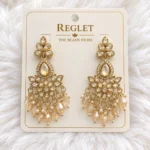 Kundan Chandbali Earrings for Women – Gold Tone Traditional Dangle Jewellery | REGLET J28 - Image 2