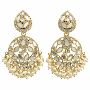Kundan Pearl Chandbali Earrings for Women – Gold Tone Traditional Jewellery