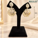 Kundan Pearl Chandbali Earrings for Women – Gold Tone Traditional Jewellery | REGLET J29 - Image 4