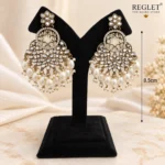 Antique Gold Chandbali Earrings with Kundan & Pearls | Traditional Dangle Jewellery - Image 4