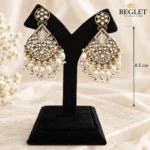 Antique Gold Chandbali Earrings with Kundan & Pearls | Traditional Dangle Jewellery for Women - Image 5