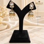 Kundan Pearl Jhumka Earrings for Women – Traditional Antique Gold Tone - Image 3