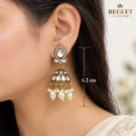 Kundan Pearl Jhumka Earrings for Women – Traditional Antique Gold Tone - Image 4