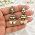 Kundan Pearl Jhumka Earrings for Women – Traditional Antique Gold Tone - Image 5
