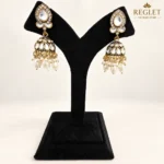Kundan Pearl Jhumka Earrings for Women – Traditional Antique Gold Tone - Image 6