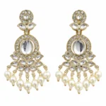 Kundan Pearl Chandbali Earrings for Women – Gold Tone Traditional Jewellery | REGLET
