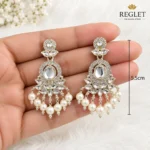 Kundan Pearl Chandbali Earrings for Women – Gold Tone Traditional Jewellery - Image 3