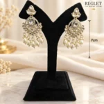 Kundan Pearl Chandbali Earrings for Women – Gold Tone Traditional Jewellery | REGLET J9 - Image 4