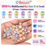 Multifaceted Rainbow Disk Beads for Bracelet Making Kit – 1050 Pcs, 7 Colours - Image 2