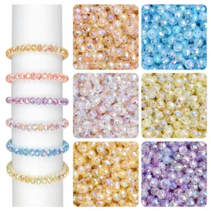 REGLET 780 Pcs Multifaceted Rainbow Crystal Beads Kit with 6 Vibrant Colours, 8mm Crystal Glass Beads and 150g Total Weight
