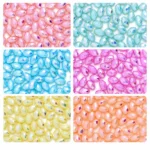 REGLET 525 Pcs Oval Rainbow Crystal Beads Kit with 6 Vibrant Colours, 11mm × 8mm Multifaceted Acrylic Beads and 150g Total Weight