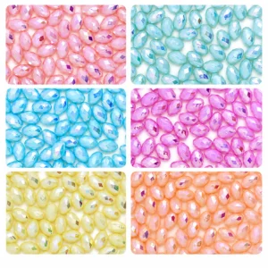 REGLET 525 Pcs Oval Rainbow Crystal Beads Kit with 6 Vibrant Colours, 11mm × 8mm Multifaceted Acrylic Beads and 150g Total Weight