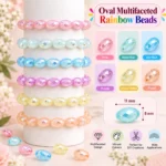 Oval Rainbow Crystal Beads for Bracelet Making Kit – 525 Pcs, 6 Colours, 11mm × 8mm - Image 3