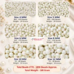 Off-White Pearl Beads for Jewellery Making Kit – 1800 Pcs, 6 Sizes, 180g - Image 2