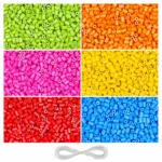 REGLET 990 Pcs Pipe Beads Kit with 6 Vibrant Colours, 6mm × 3mm Plastic Cylindrical Beads, 180g and 5 Metres Elastic Thread