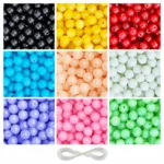 REGLET 250 jelly glass beads for bracelet making, 8mm multicolour beads with elastic thread