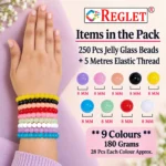 Jelly Glass Beads for Bracelet Making – 250 Pcs, 8mm Multicolour Beads Kit - Image 2