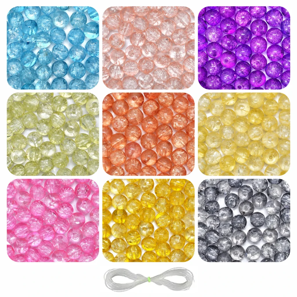 REGLET 250 sparkle glass beads in 9 colours, 8mm beads with 5 metres of elastic thread