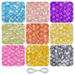 REGLET 250 sparkle glass beads in 9 colours, 8mm beads with 5 metres of elastic thread
