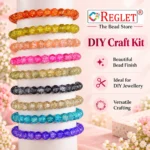 Sparkle Glass Beads for Bracelet Making – Single Tone - 250 Pcs, 8mm Multicolour Jewellery Kit - Image 4