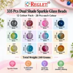 Sparkle Glass Beads for Bracelet Making Kit | Dual Shade, 335 Beads, 8mm, 12 Colours - Image 2