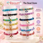 Sparkle Glass Beads for Bracelet Making Kit – Dual Tone - 335 Beads, 10 Charms & 15 Evil Eye Beads - Image 4