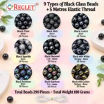 Black Glass Beads for Bracelet Making Kit | 290 Pcs, 8mm & 6mm - Image 2