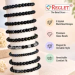 Black Glass Beads for Bracelet Making Kit | 290 Pcs, 8mm & 6mm - Image 3