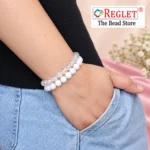 White Glass Beads for Bracelet Making Kit | 250 Pcs, 8mm, 9 Designs - Image 4