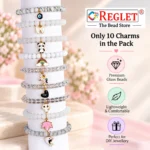 White Glass Beads for Bracelet Making Kit – 250 Beads, 10 Charms & 15 Evil Eye Beads - Image 3